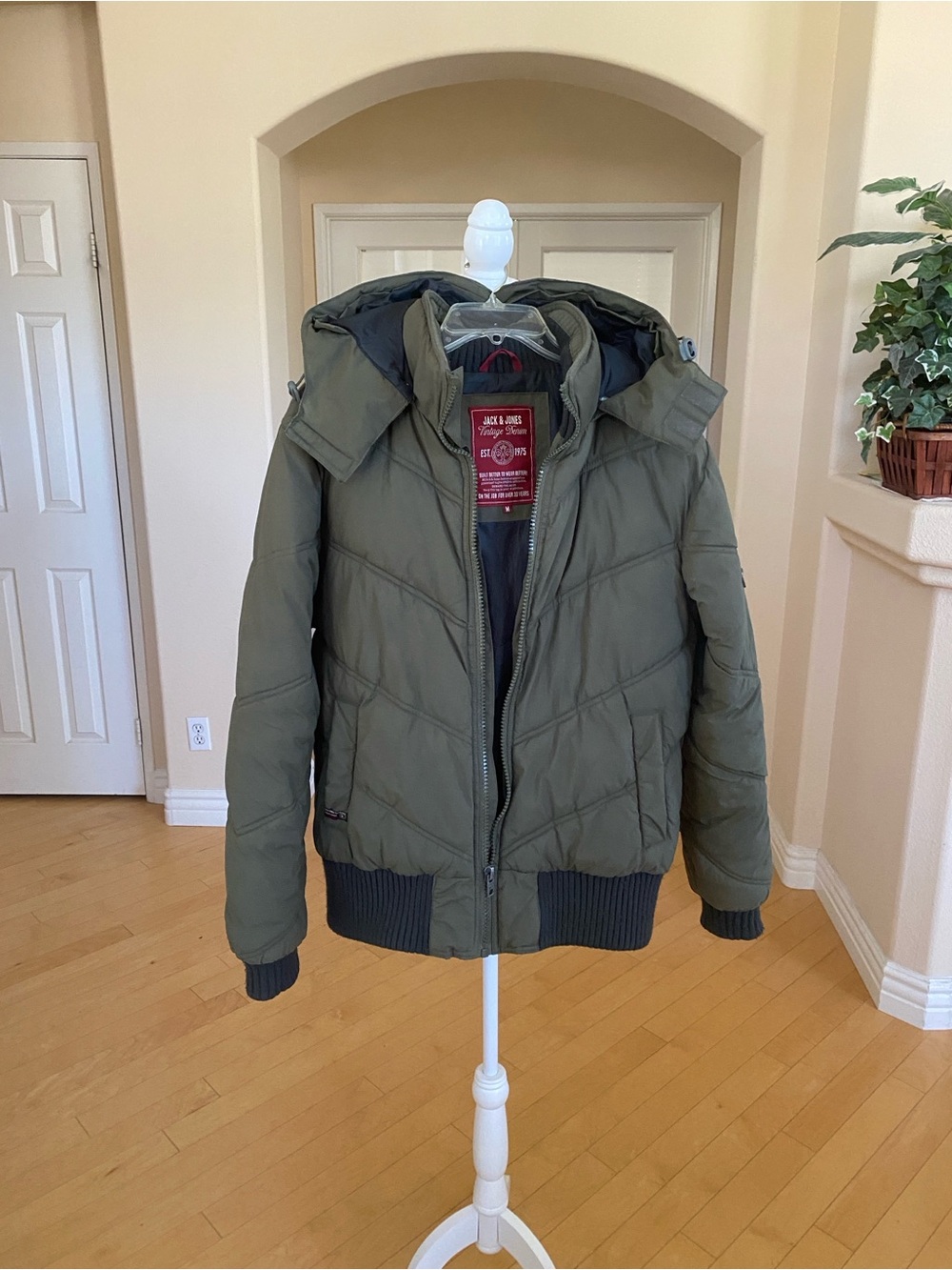 Jack & Jones Olive Green Puffer Jacket